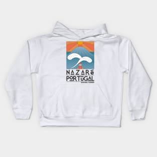 Nazaré Portugal Retro Travel Poster Kids Hoodie